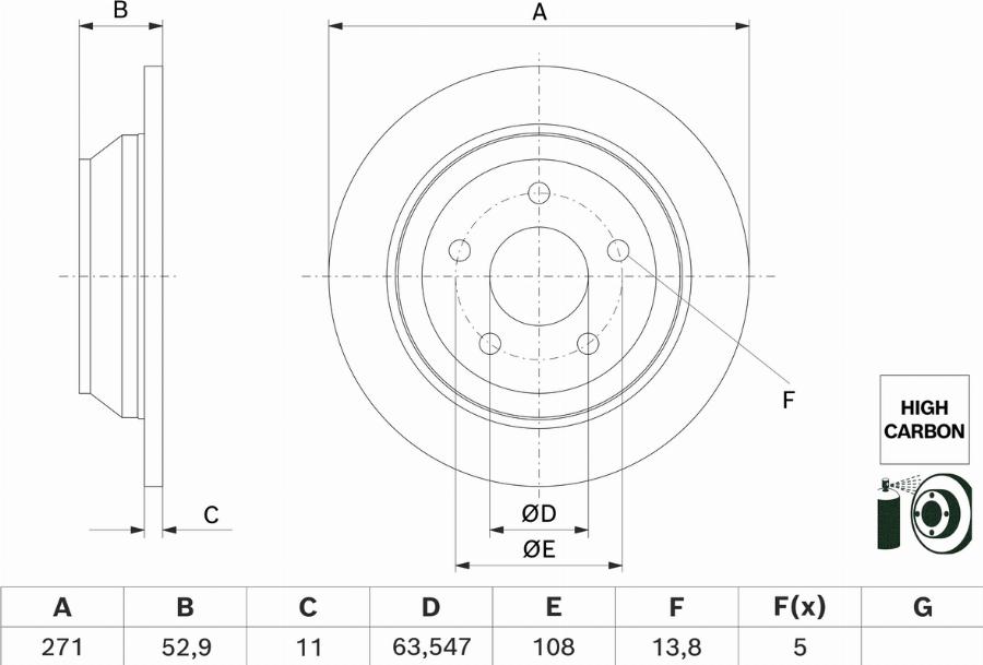 BOSCH 0 986 479 H55 - Гальмівний диск autocars.com.ua