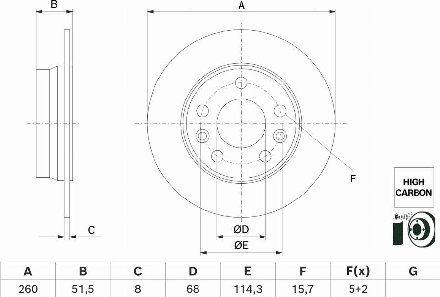 BOSCH 0 986 479 H61 - Гальмівний диск autocars.com.ua