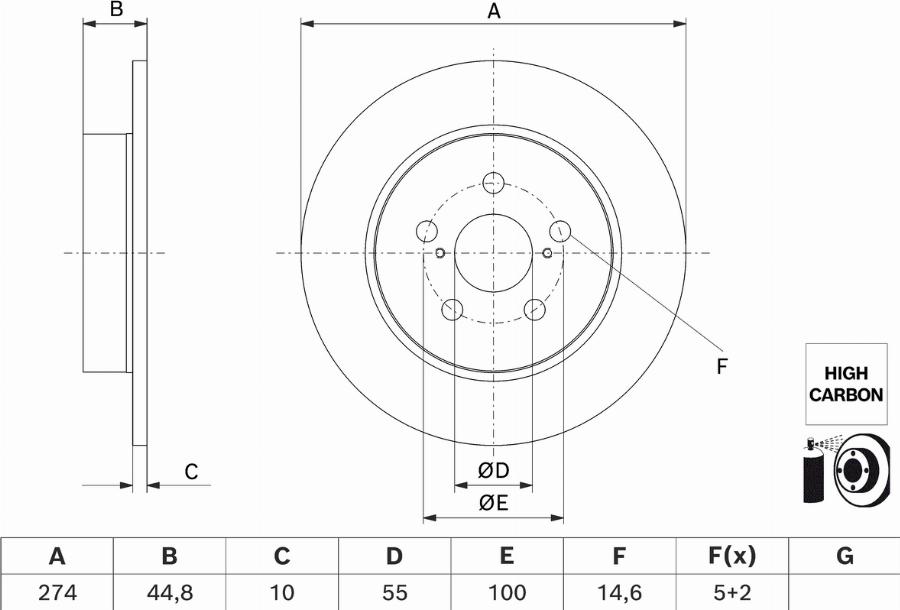 BOSCH 0 986 479 H63 - Гальмівний диск autocars.com.ua