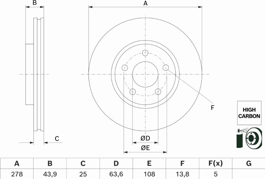 BOSCH 0 986 479 H66 - Гальмівний диск autocars.com.ua