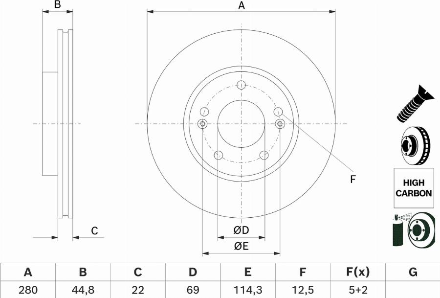 BOSCH 0 986 479 H67 - Гальмівний диск autocars.com.ua