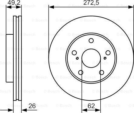 BOSCH 0 986 479 R45 - Гальмівний диск autocars.com.ua