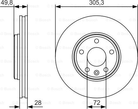 BOSCH 0 986 479 R93 - Тормозной диск avtokuzovplus.com.ua