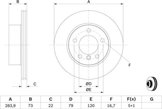 BOSCH 0 986 479 W60 - Гальмівний диск autocars.com.ua