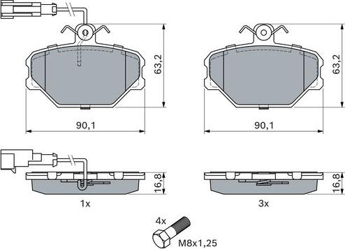 BOSCH 0 986 491 050 - Тормозные колодки, дисковые, комплект autodnr.net