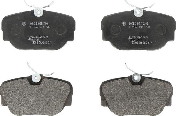BOSCH 0 986 491 730 - Гальмівні колодки, дискові гальма autocars.com.ua