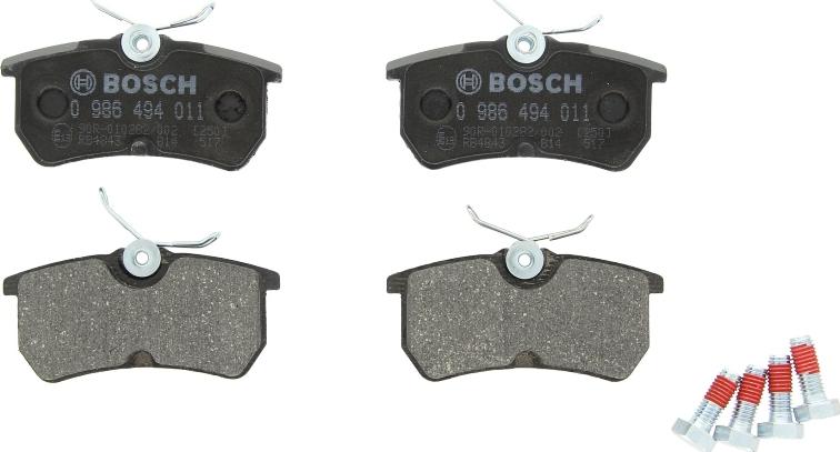 BOSCH 0 986 494 011 - Гальмівні колодки, дискові гальма autocars.com.ua