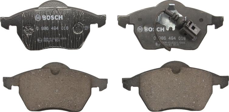 BOSCH 0 986 494 018 - Гальмівні колодки, дискові гальма autocars.com.ua