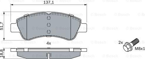 BOSCH 0 986 494 027 - Гальмівні колодки, дискові гальма autocars.com.ua