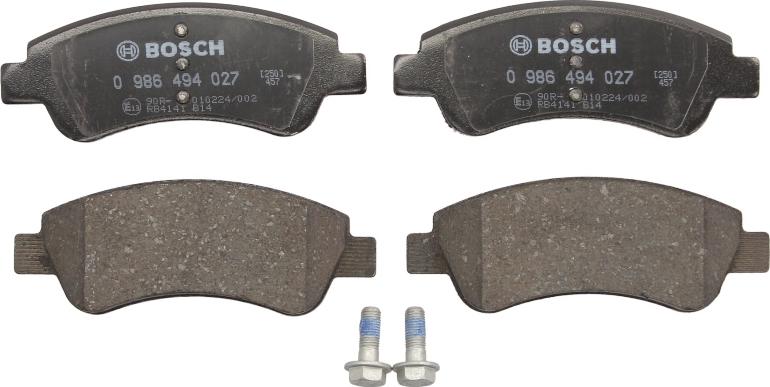 BOSCH 0 986 494 027 - Гальмівні колодки, дискові гальма autocars.com.ua