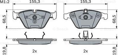 BOSCH 0 986 494 036 - Гальмівні колодки, дискові гальма autocars.com.ua