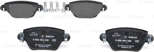 BOSCH 0 986 494 046 - Колодка гальм. диск. FORD MONDEO. RENAULT KANGOO задн. вир-во Bosch autocars.com.ua