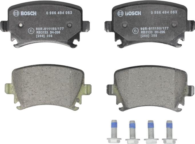 BOSCH 0 986 494 053 - Гальмівні колодки, дискові гальма autocars.com.ua