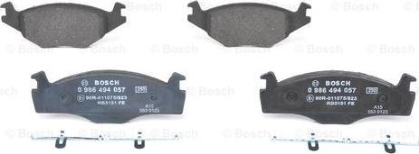 BOSCH 0 986 494 057 - Тормозные колодки, дисковые, комплект avtokuzovplus.com.ua