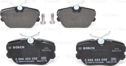 BOSCH 0 986 494 058 - ГАЛЬМІВНІ КОЛОДКИ. ДИСКОВІ autocars.com.ua