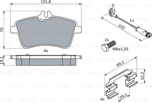 BOSCH 0 986 494 085 - Гальмівні колодки, дискові гальма autocars.com.ua