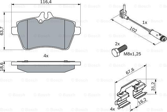 BOSCH 0 986 494 087 - Тормозные колодки, дисковые, комплект avtokuzovplus.com.ua