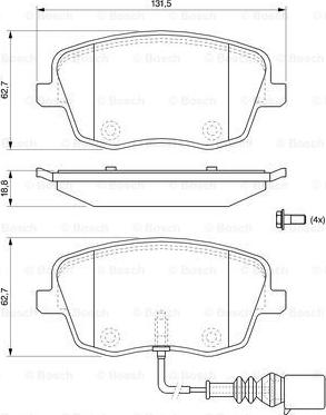 BOSCH 0 986 494 105 - Гальмівні колодки, дискові гальма autocars.com.ua