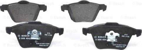 BOSCH 0 986 494 159 - Тормозные колодки, дисковые, комплект avtokuzovplus.com.ua