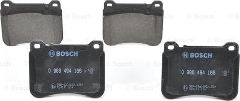 BOSCH 0 986 494 166 - Тормозные колодки, дисковые, комплект avtokuzovplus.com.ua