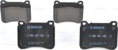 BOSCH 0 986 494 166 - Тормозные колодки, дисковые, комплект avtokuzovplus.com.ua