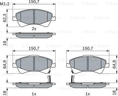 BOSCH 0 986 494 187 - Гальмівні колодки, дискові гальма autocars.com.ua