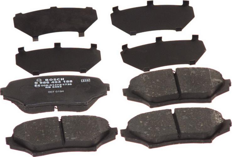 BOSCH 0 986 494 188 - Гальмівні колодки, дискові гальма autocars.com.ua