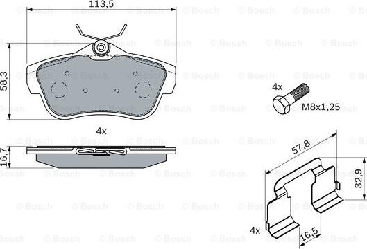 BOSCH 0 986 494 192 - Тормозные колодки, дисковые, комплект avtokuzovplus.com.ua