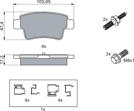 BOSCH 0 986 494 222 - Тормозные колодки, дисковые, комплект avtokuzovplus.com.ua