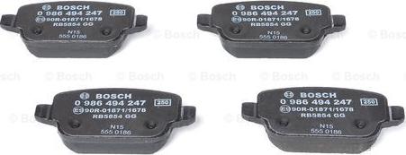 BOSCH 0 986 494 247 - Гальмівні колодки, дискові гальма autocars.com.ua