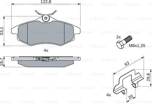 BOSCH 0 986 494 262 - Гальмівні колодки, дискові гальма autocars.com.ua