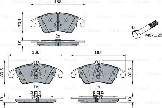 BOSCH 0 986 494 263 - Гальмівні колодки, дискові гальма autocars.com.ua