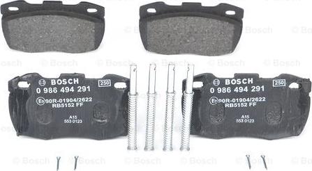 BOSCH 0 986 494 291 - Тормозные колодки, дисковые, комплект avtokuzovplus.com.ua