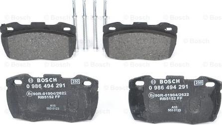 BOSCH 0 986 494 291 - Тормозные колодки, дисковые, комплект avtokuzovplus.com.ua