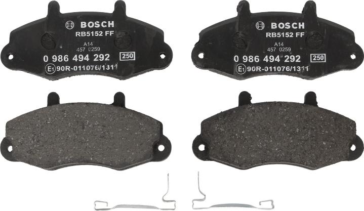 BOSCH 0 986 494 292 - Гальмівні колодки, дискові гальма autocars.com.ua