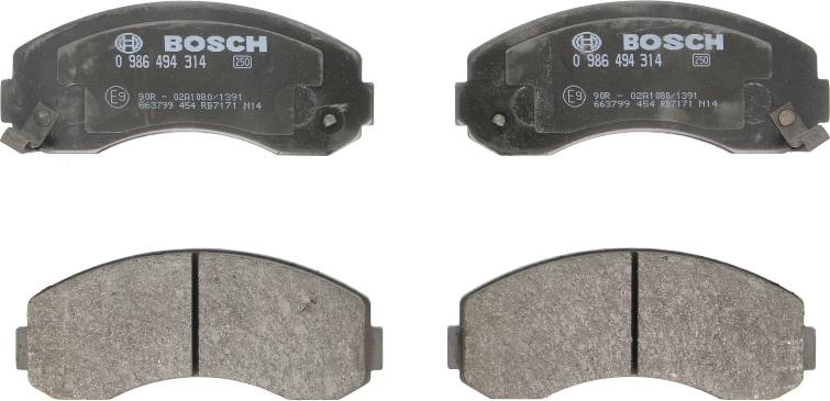 BOSCH 0 986 494 314 - Гальмівні колодки, дискові гальма autocars.com.ua