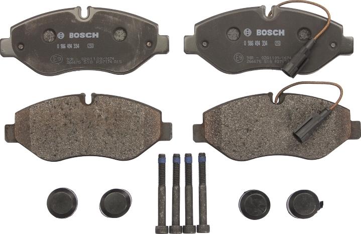 BOSCH 0 986 494 334 - Гальмівні колодки, дискові гальма autocars.com.ua