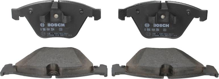 BOSCH 0 986 494 354 - Гальмівні колодки, дискові гальма autocars.com.ua