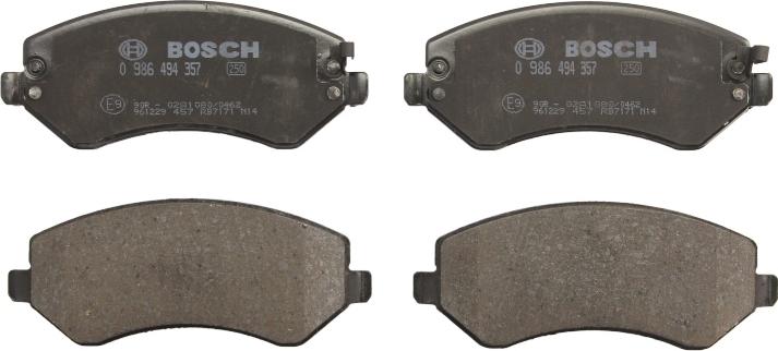 BOSCH 0 986 494 357 - Гальмівні колодки, дискові гальма autocars.com.ua