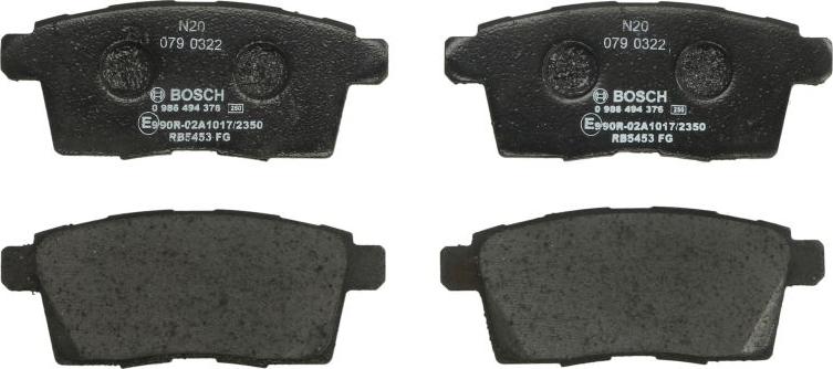 BOSCH 0 986 494 376 - Гальмівні колодки, дискові гальма autocars.com.ua