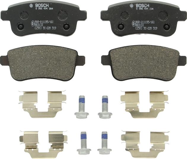 BOSCH 0 986 494 384 - Гальмівні колодки, дискові гальма autocars.com.ua