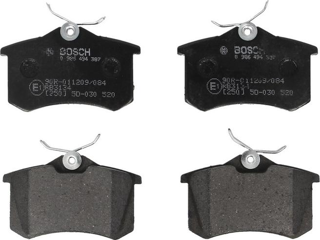 BOSCH 0 986 494 387 - Гальмівні колодки, дискові гальма autocars.com.ua