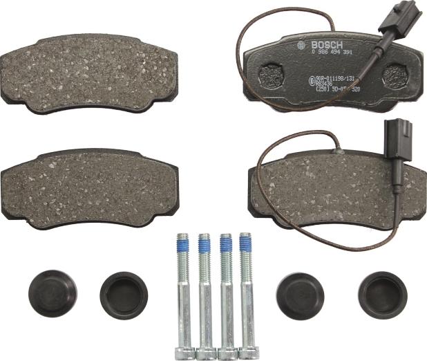 BOSCH 0 986 494 391 - Гальмівні колодки, дискові гальма autocars.com.ua