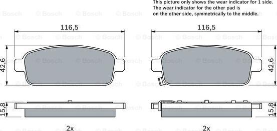 BOSCH 0 986 494 435 - Гальмівні колодки, дискові гальма autocars.com.ua