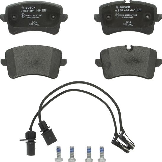 BOSCH 0 986 494 446 - Гальмівні колодки, дискові гальма autocars.com.ua