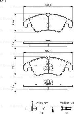 BOSCH 0 986 494 456 - Гальмівні колодки, дискові гальма autocars.com.ua