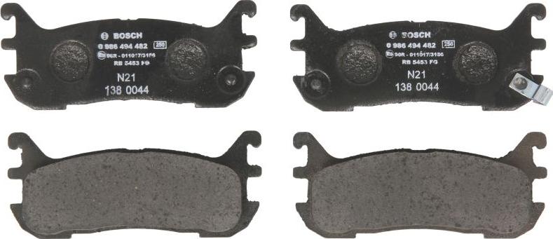 BOSCH 0 986 494 482 - Гальмівні колодки, дискові гальма autocars.com.ua