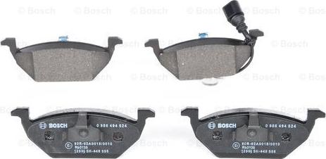 BOSCH 0 986 494 524 - Колодки тормозные дисковые autocars.com.ua