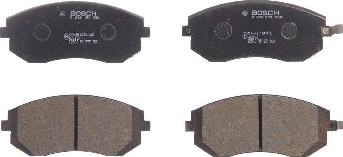 BOSCH 0 986 494 558 - Гальмівні колодки, дискові гальма autocars.com.ua
