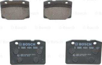 BOSCH 0 986 494 568 - Гальмівні колодки, дискові гальма autocars.com.ua